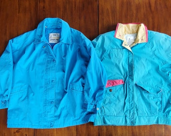 Vintage London Fog Jackets PICK 1: Teal + Hot Pink Adult Large OR Towne Coat Electric Blue Adult Size XXL fits Men's X-Large Vintage 80's