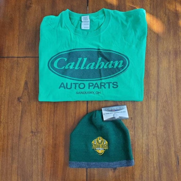 Tommy Boy Callahan Auto Parts Sandusky, OH T-Shirt Adult XL, Gren 2000's Paramount Chris Farley OR Billy Madison Knibb High Football Hat