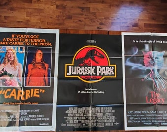 Original Vintage Movie Posters (Folded) PICK 1: Original 70's Rare Carrie Litho, Jurassic Park, The Legacy, Tootsie, Protocol, Tough Guys