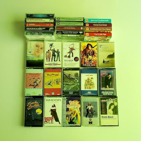 Vintage Film Soundtracks auf Kassette PICK 1: Suburban Commando, The Mission, The Piano, Last of the Mohicans, Blues Brothers, Cocktail