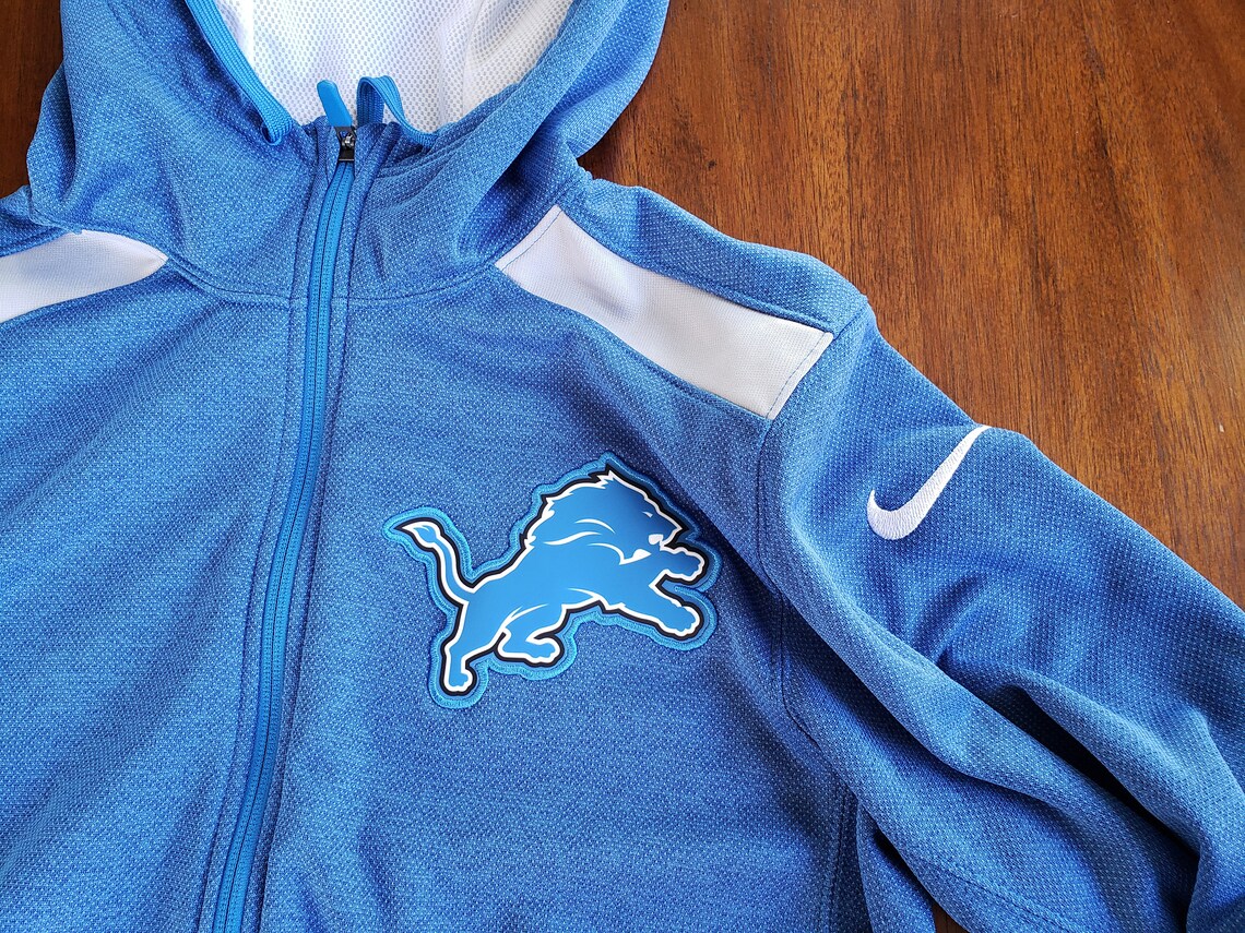 Nike Detroit Lions Hooded Sweatshirt Blue NFL Therma-Fit | Etsy