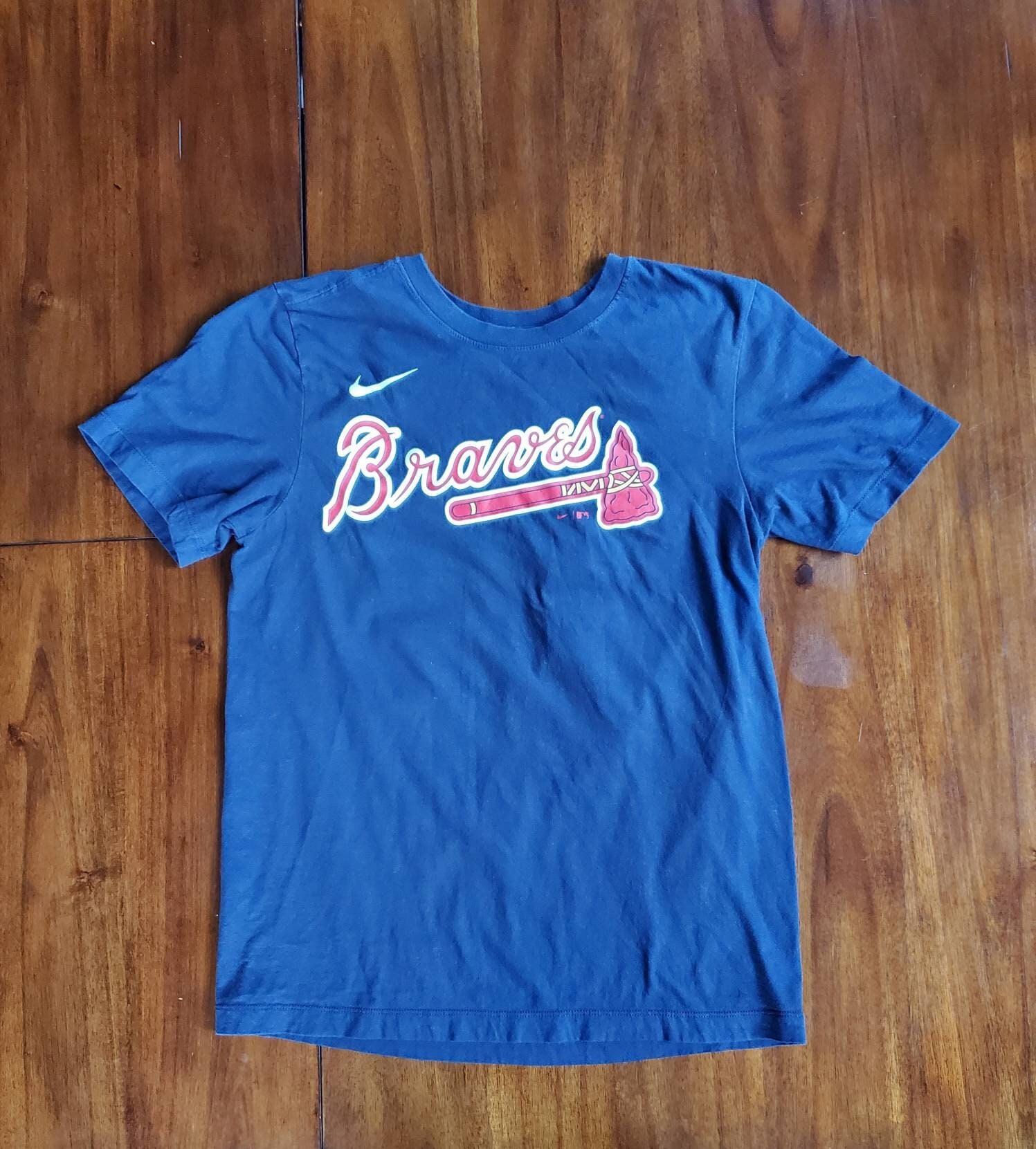 Braves t-shirt MLB Majestic XL Navy Blue 100 % Cotton Baseball Men Women