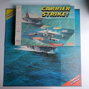 Vintage Carrie Strike! Board Game 1977 A Game of Naval Strategy Milton Bradley Complete