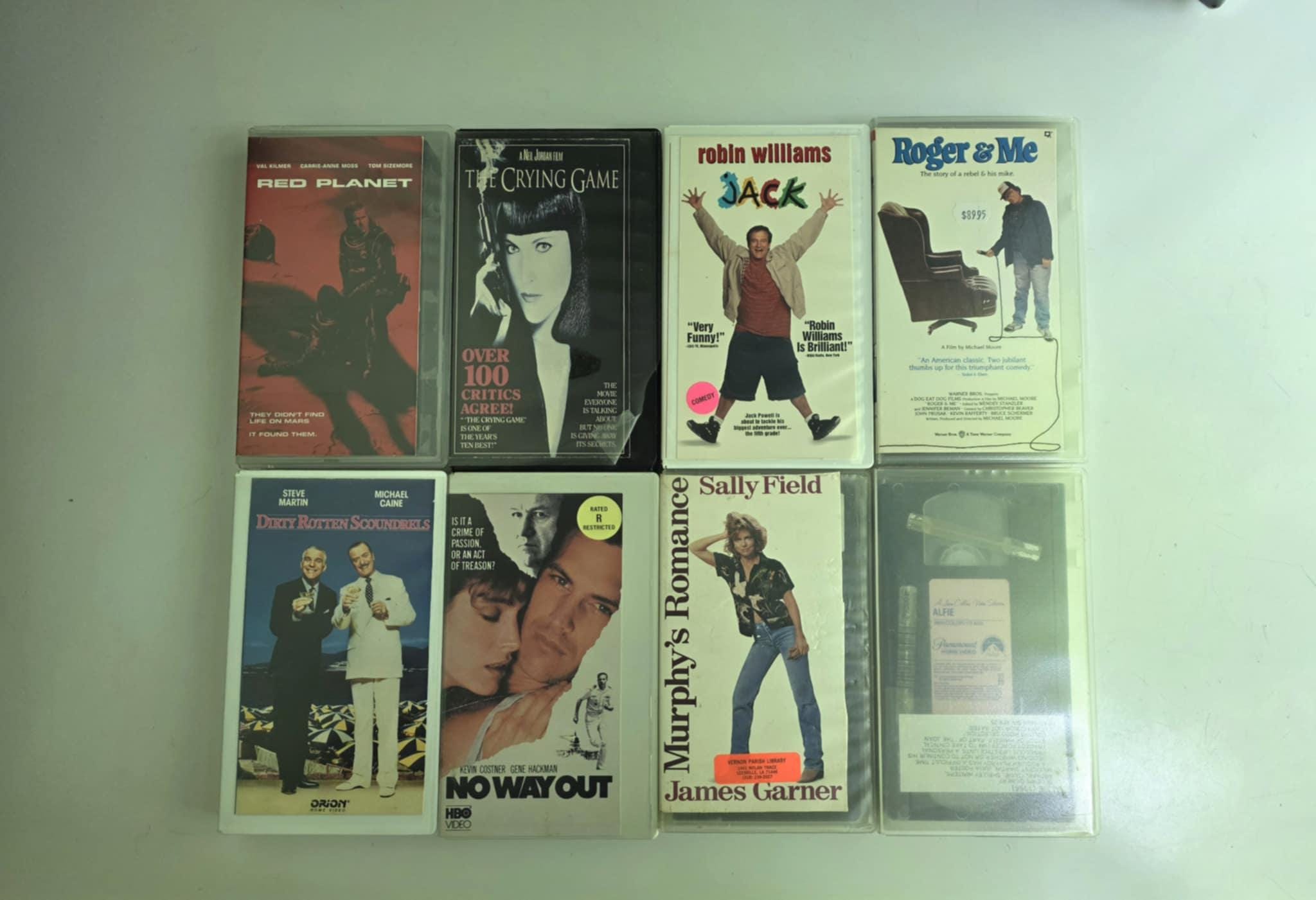 Lot of 8 VHS Former Rentals 80's/90's Dirty Rotten Scoundrels, No Way Out, Red Planet, Jack, The Crying Game other lots SOLD OUT