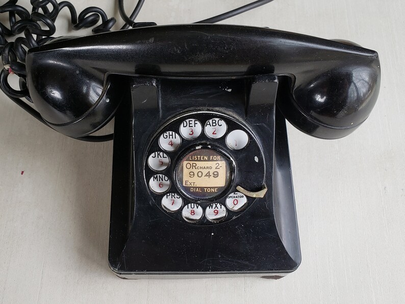 1940/'s Art Deco Western Electric Black Rotary Telephone 302 F1 Handset Collectible