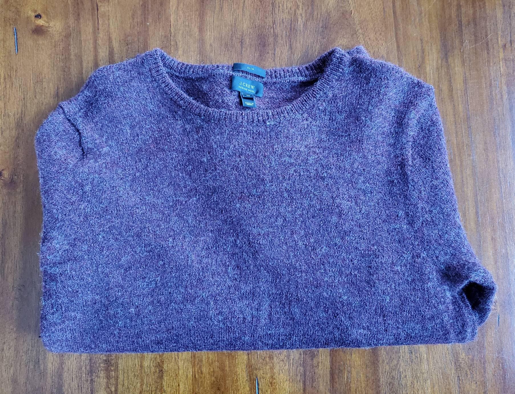 J. Crew 100% Wool Leather Elbow Patch Light Blue Pullover Sweater Size Small