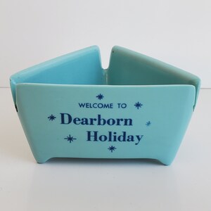 Mid-Century Atomic Turquoise Ashtray 1950&#39;s Dearborn, MI Ford Welcome to Dearborn Holiday The Finest Fords of a Lifetime See Description