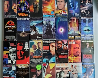 90's VHS Collection of 28 Movies Sci-Fi, Summer Blockbusters, Jurassic Park, Dick Tracy, The Matrix, Action Movies, Hollywood Video etc. 90's VHS Collection of 28 Movies Sci-Fi, Summer Blockbusters, Jurassic Park, Dick Tracy, The Matrix, Action Movies, Hollywood Video etc.