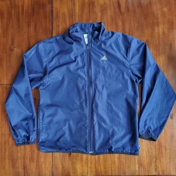 Vintage 2001 Adidas Windbreaker Rain Jacket with Men's Medium Navy Blue Climashell Wind Adidas Slight condition wear see description