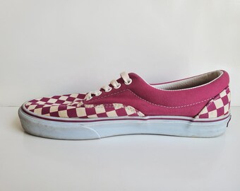 Vintage Vans off the Wall Maroon Checkered Shoes Unisex Men s 9.5 Women s 11 Skateboarding Shoes Maroon Vans Shoes Etsy