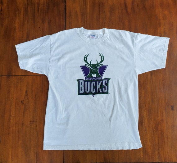 Gildan, Shirts, Nba Milwaukee Bucks Vintage Logo Shirt Milwaukee Bucks  Shirt Nba Champs Shirt