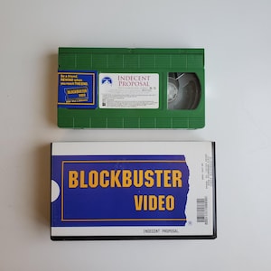 Indecent Proposal Featuring Demi Moore Vintage Blockbuster Video Rental VHS Green color tape version Blockbuster Clamshell VHS 1995