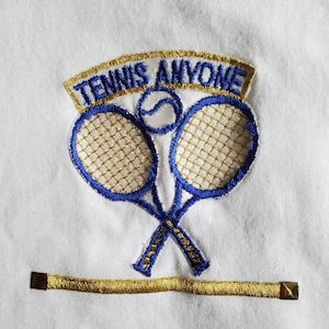 Vintage 90&#39;s Tennis Anyone Peter Joseph & Henry T-Shirt Adult Large w/ patches + flare Tennis Shirt
