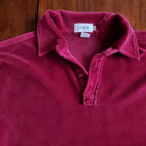 J. Crew Men&#39;s Medium Velour Burgundy Red Long Sleeve Shirt Size Medium