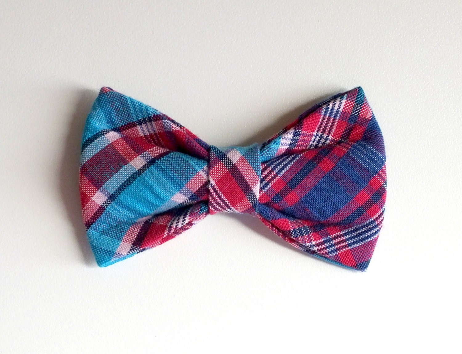 Turquoise Plaid Dog Bow Tie pet bow tie collar bow tie