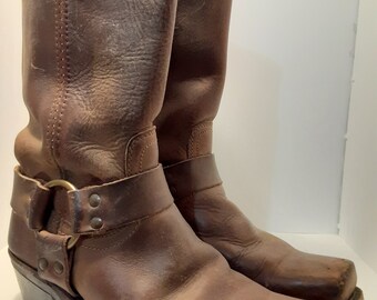 frye distressed harness boots