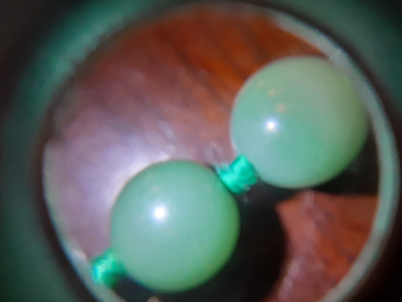 Mid century Jade bead necklace silk string light green