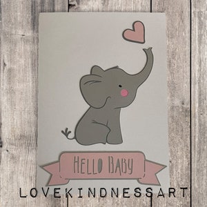 Hola Baby Handmade Elephant Card