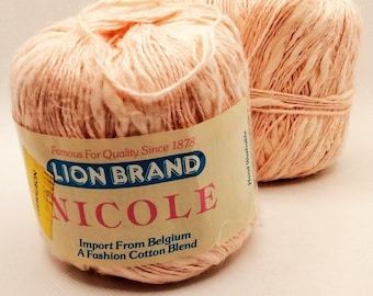 Vintage Pink Lion Brand "Nicole" Yarn Imported from Belgium - Cotton, Linen, Acrylic Moth Proof & Hand Washable - 2 /  40 gram Balls