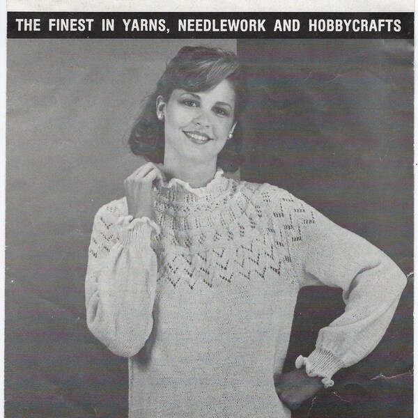 Mary Maxim No 1728-29 Woman's Fancy Yoke Pullover Sweater Knitting Pattern from 1970s Sizes 32 34 36 38