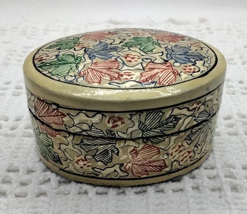 Paper Mache Trinket Box With 100 Silver Leaf Handmade in Etsy