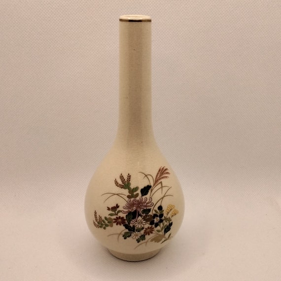 Antique Japanese Kutani Style Bud Vase Porcelain With Floral Etsy