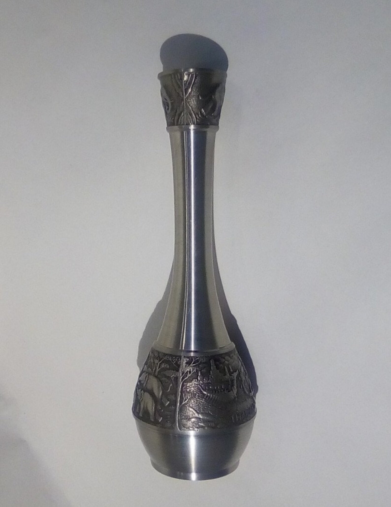 Thailand Pewter Bud Vase Embossed Pewter With Elephants Etsy