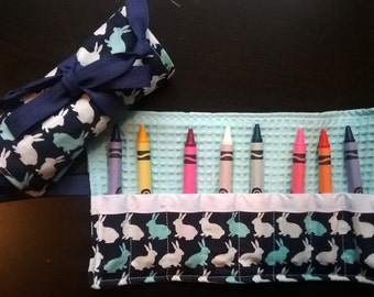 Kid's Crayon Rollup, Travel Crayon Roll, Kid's Travel Activities, Crayon Case, Crayon Holder, Fabric Crayon Holder, Easter Basket Stuffer