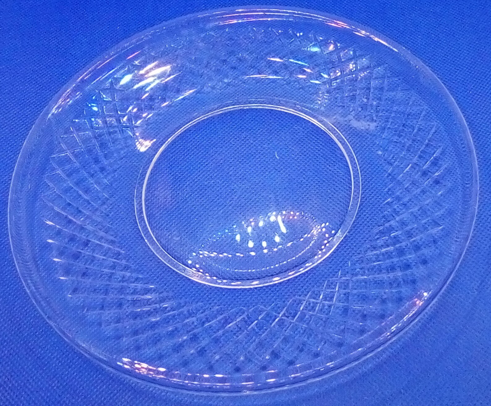 Clear Glass Dessert Plates Etched Diamond Pattern Vintage Etsy