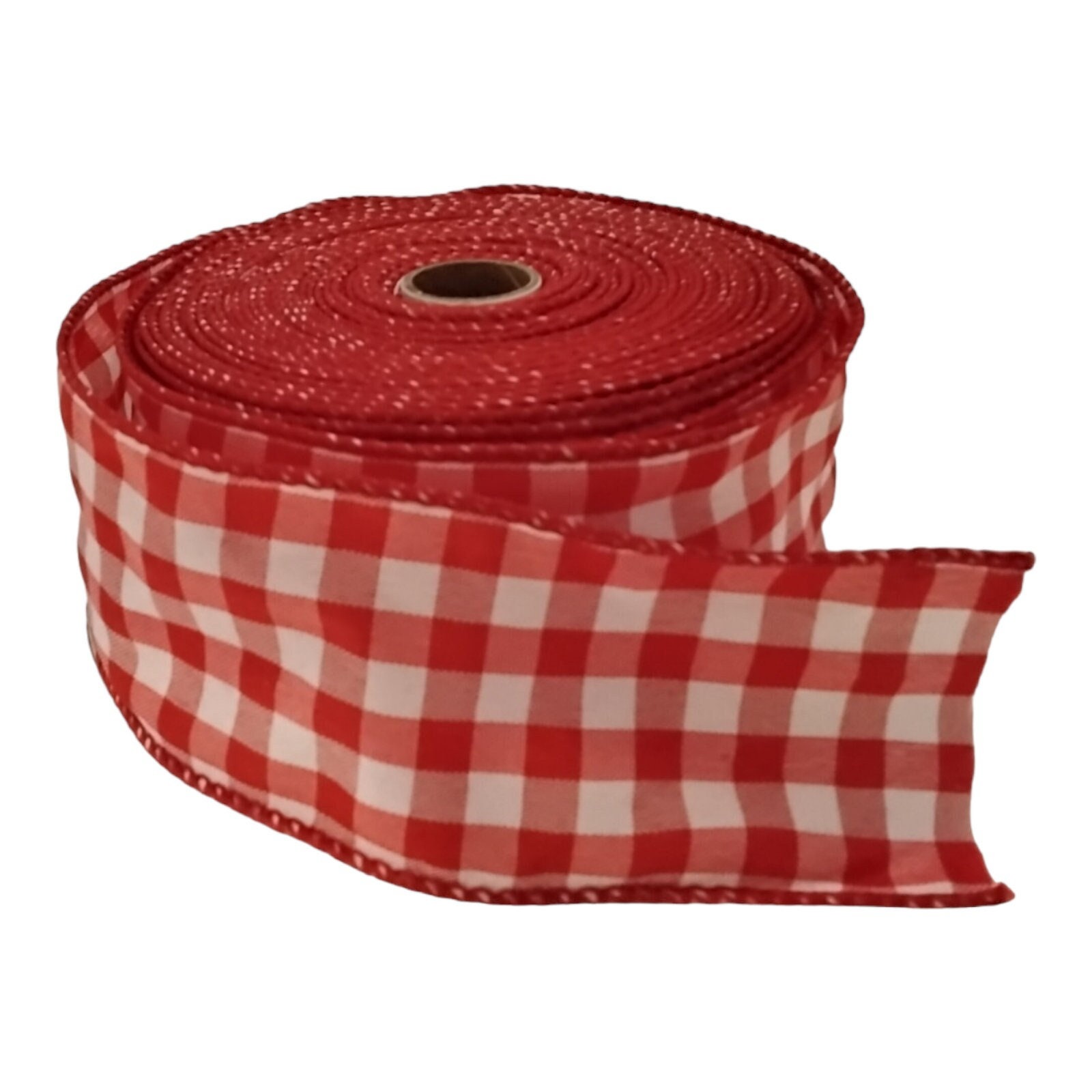 Red & White Checked Gingham Ribbon 2 Inches Wide Synthetic Fibers