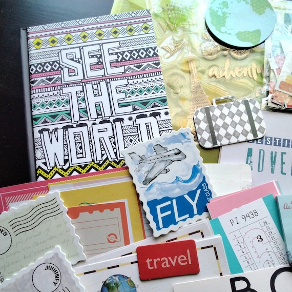 See the World Travel Scrapbook Kit With Bound Journal Plus 99 New