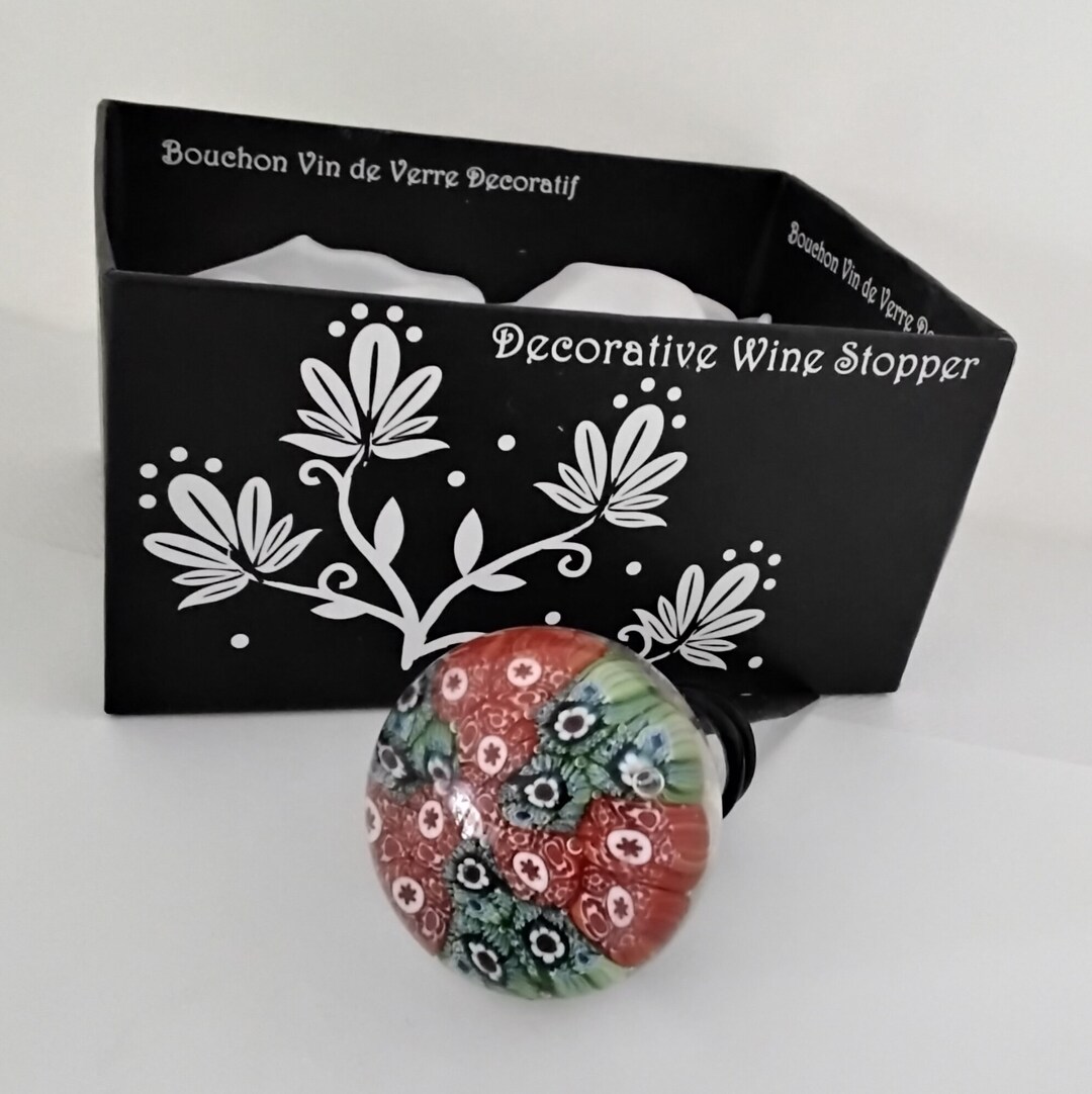 Art Glass Wine Bottle Stopper Made of Colorful Pink and Green Etsy
