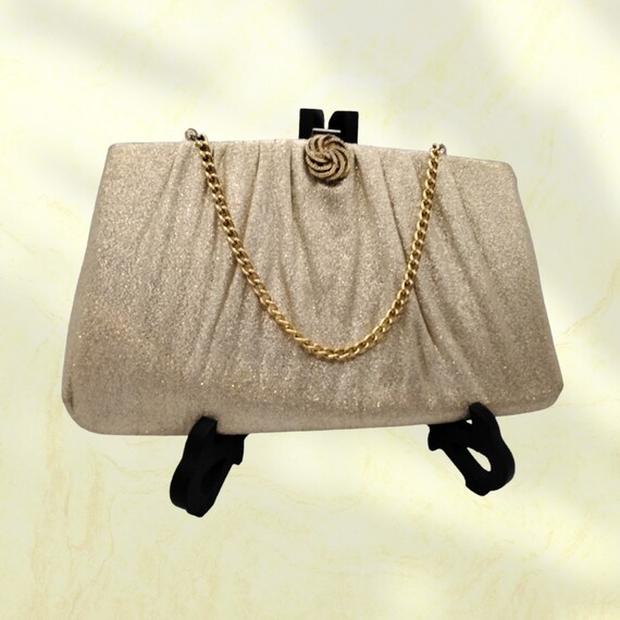 Gold Lame Evening Bag Vintage 1960s HL USA Harry Levine Fancy