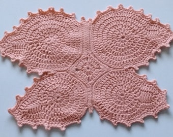 Pink Butterfly Placemats - Set of 4 Matching Crocheted Handmade Doilies - Vintage - Great for Summer Dining