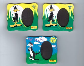 Retro Looney Tunes Mini Frames/Magnets Set of 3: Daffy Duck (2) and Silvester the Cat - Kodak Promotional Items