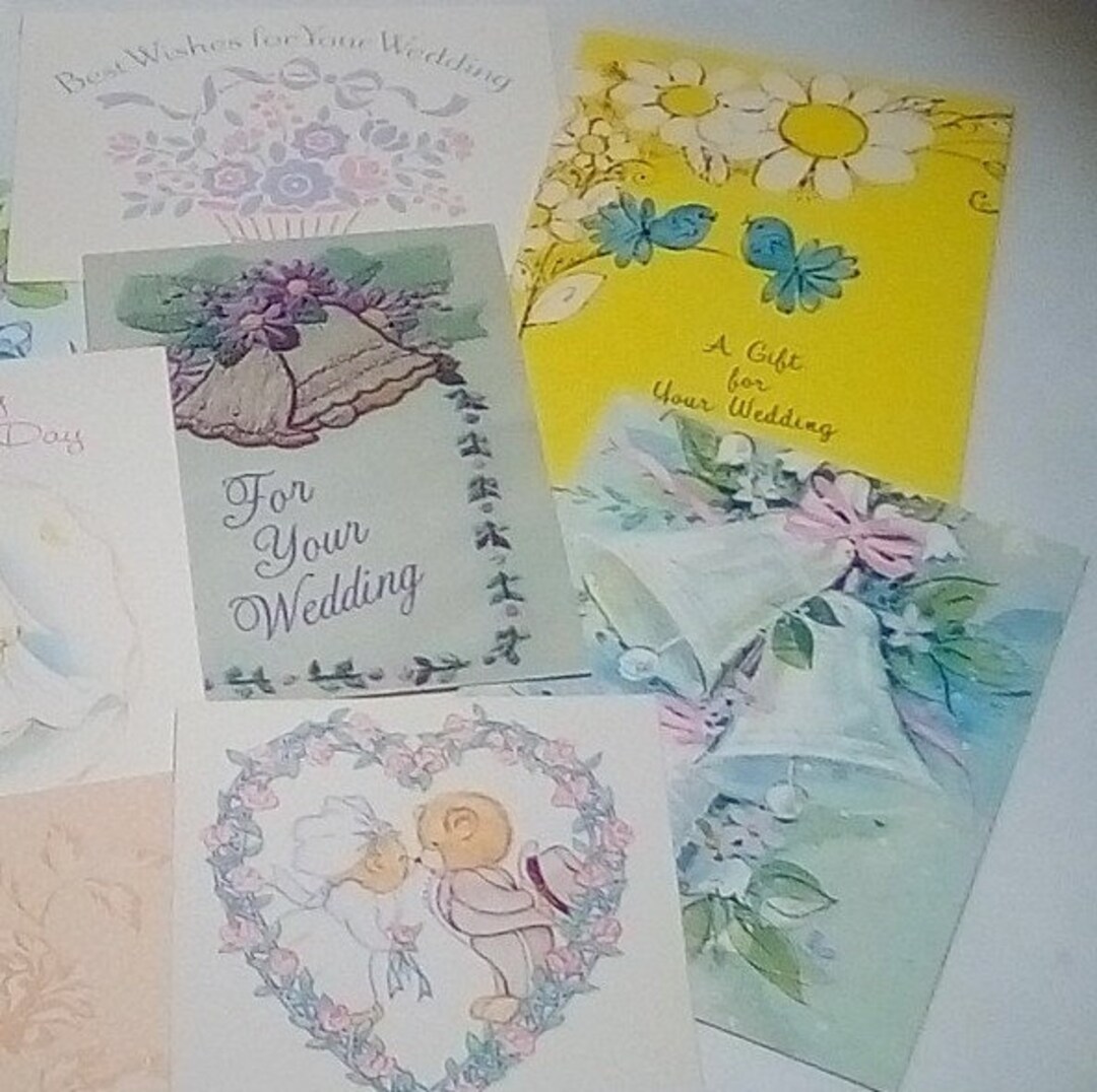 Wedding Gift Enclosure Cards From 1970s Mixed Lot of 10 Unused Retro