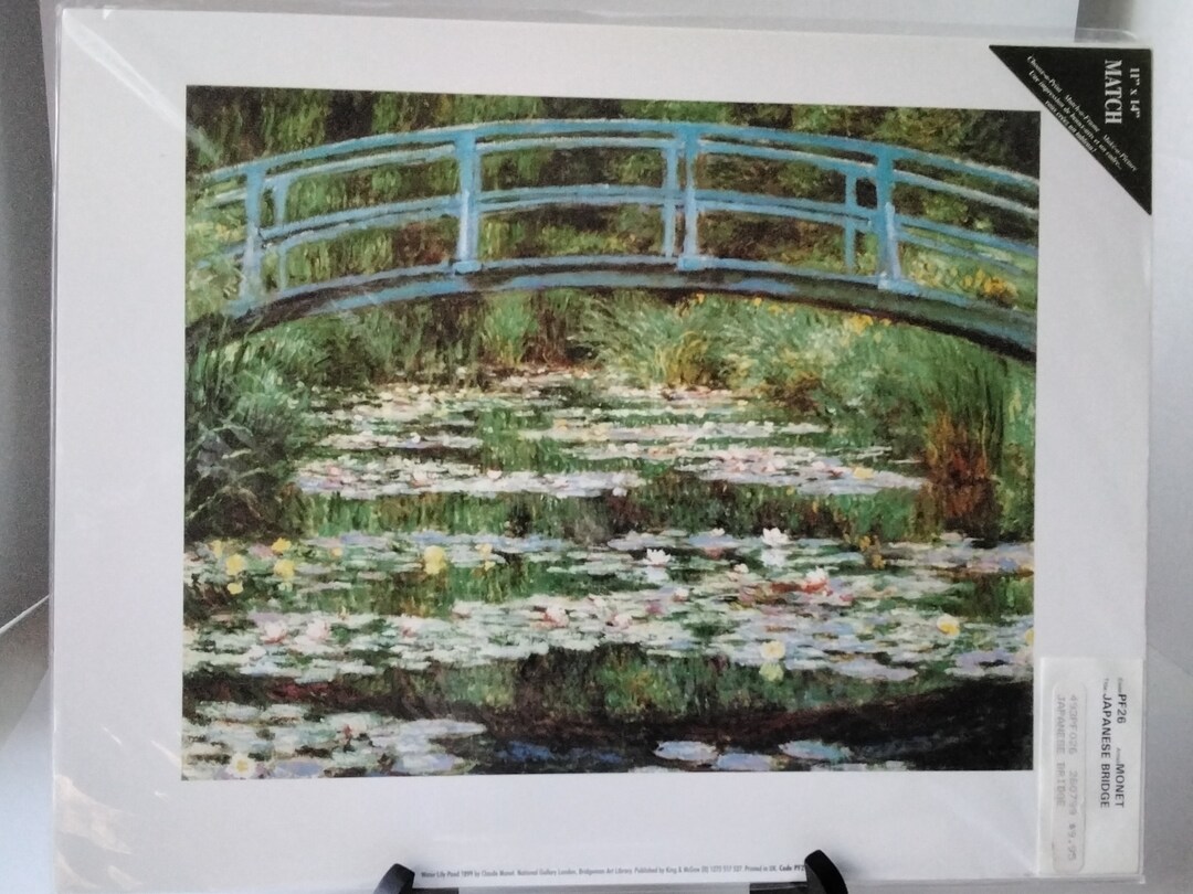 Claude Monet's Japanese Bridge Over Water Lily Pond 11 X 14 Inch