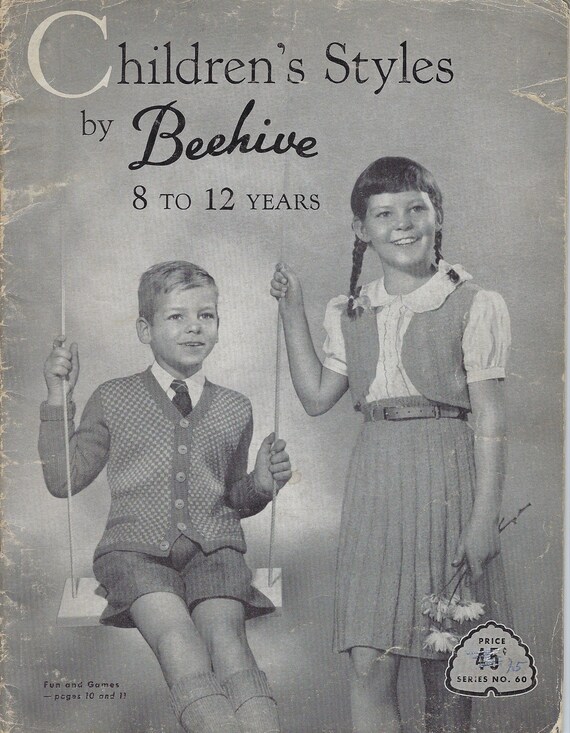 Knitting For Kids Children S Styles By Beehive Series No 60 For Girls Boys Ages 8 To 12 Years Mid Century Styles
