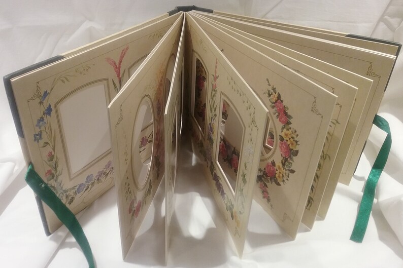 Avon Photo Album Vintage Victorian Style Collectible Holds 35 Photos Ribbon Closure Floral Decor