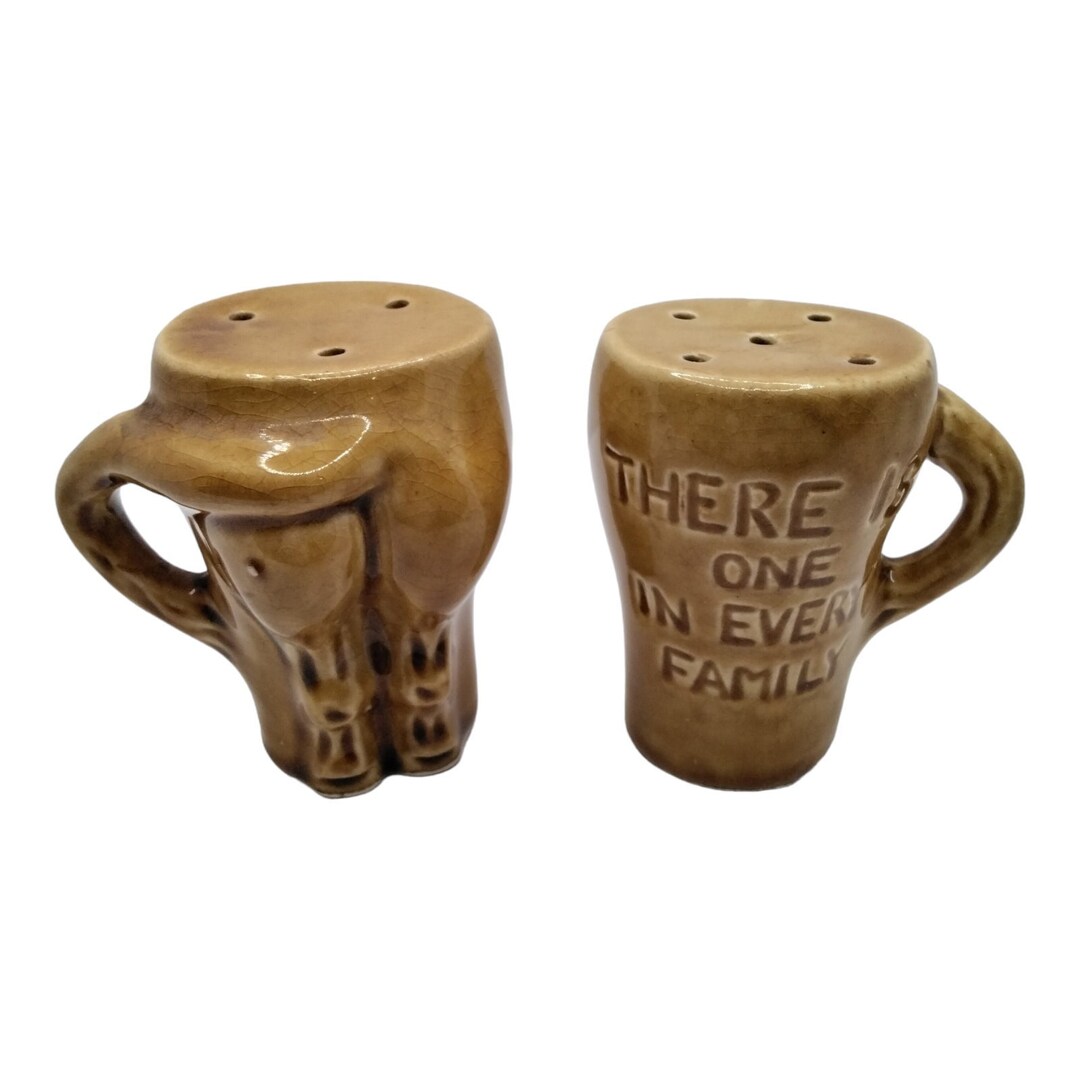 Novelty Salt & Pepper Shaker Set of Horses/donkey Backsides Joke or Gag