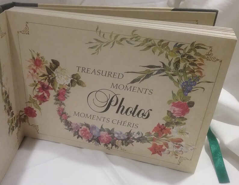 Avon Photo Album Vintage Victorian Style Collectible Holds 35 Photos Ribbon Closure Floral Decor