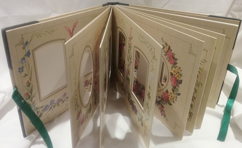 Avon Photo Album Vintage Victorian Style Collectible Holds 35 Photos Ribbon Closure Floral Decor