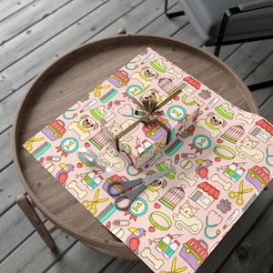 Wrapping Paper, Veterinarian Pets Hospital Gift Wrap Papers - Animal Lover Gift, Animal Hospital Wrapping Sheets, Pet-Themed Gift Wrap, Cute