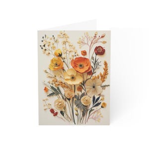 Cartes de voeux, ensemble de papeterie florale nature fleurs sauvages - 10 pièces, remerciements manuscrits, cartes vierges toutes occasions, impressions botaniques,
