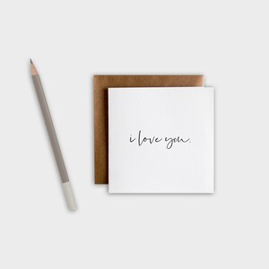 I Love You Card: Minimalist Anniversary Card with Brown Envelope