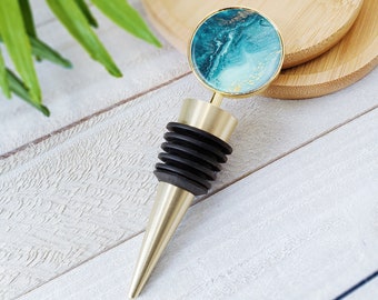 Wine Bottle Stopper | Sea Marble Luxe Wine Stopper - Wine Stopper Gift