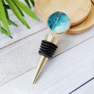 Wine Bottle Stopper | Sea Marble Luxe Wine Stopper - Wine Stopper Gift