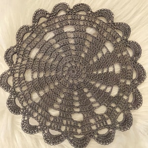Dark Gray Doily, Pewter doily, Gray doily.