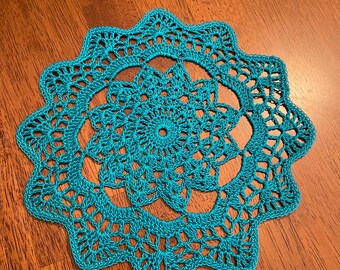 Peacock Doily, Turquoise Doily