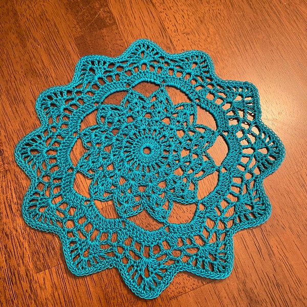 Peacock Doily, Turquoise Doily